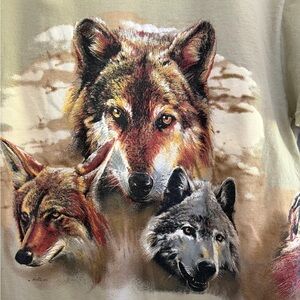Hazelwoods Vtg Single Stitch Men's Made In USA Wolf Print T-Shirt Size L